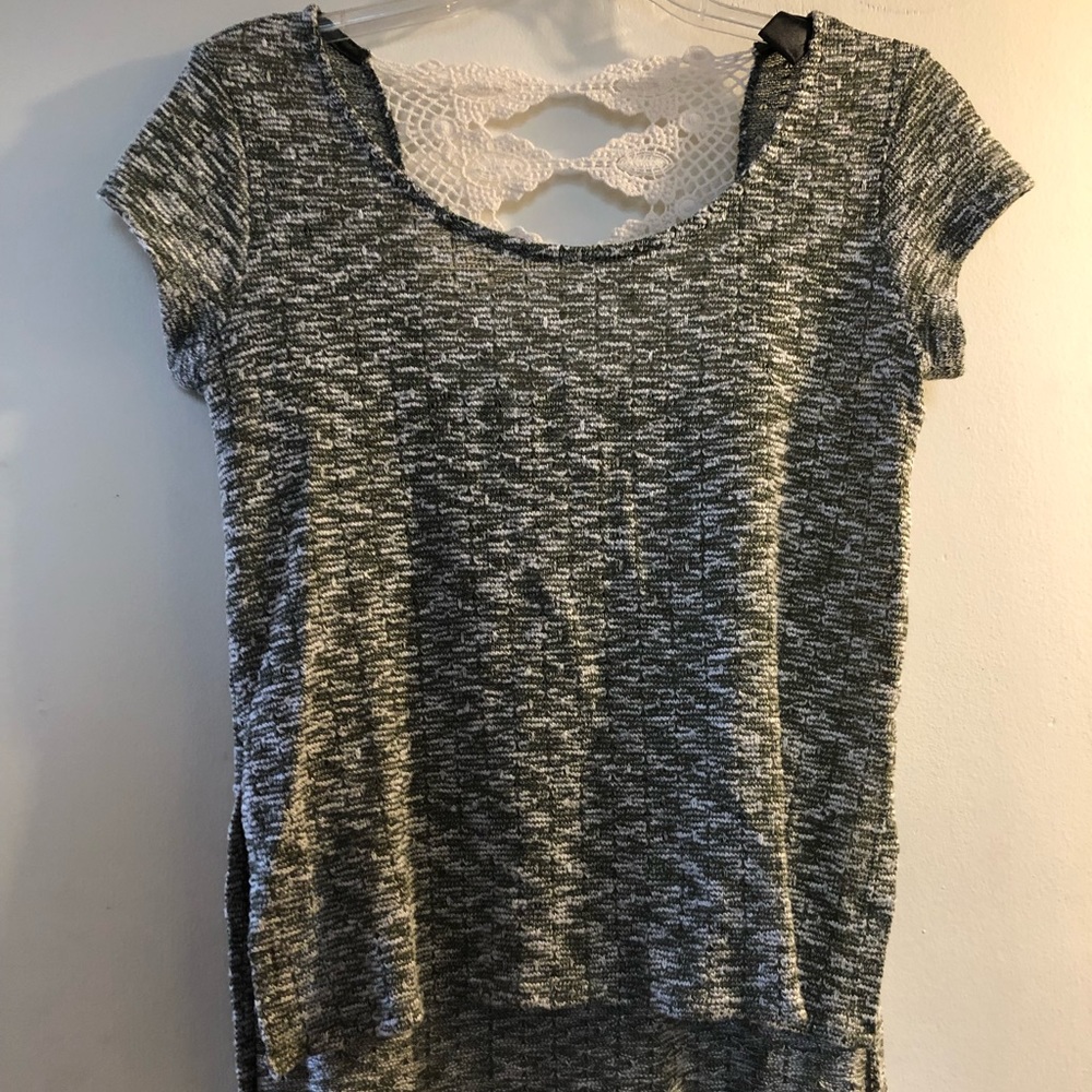 Green top with lacy back